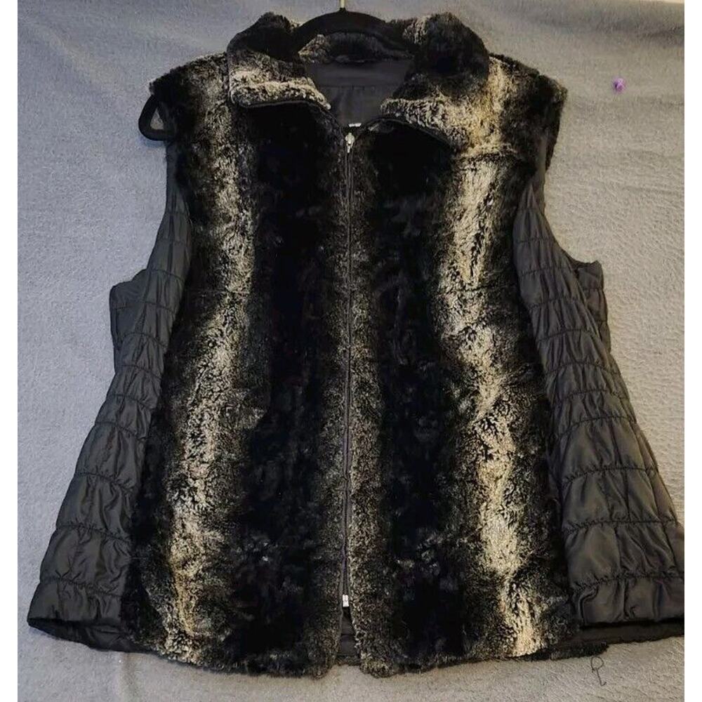 Barbara Lebek Gilet Ladies 18 Faux Fur Vest Jacket Sleeveless Toggle Bodywarmer